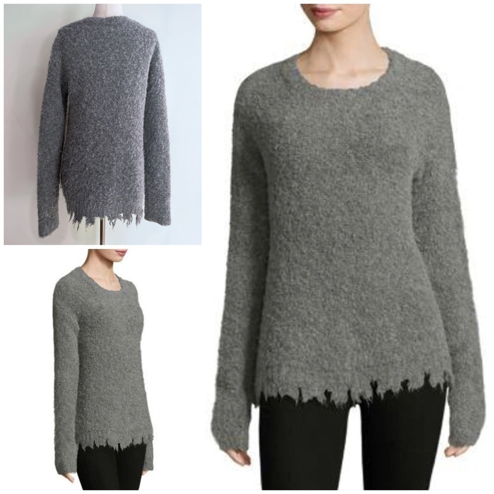 Atm Anthony Thomas Melillo Alpacas Wool Blend Destroyed Raw Edge Hem Sweater S‍‍